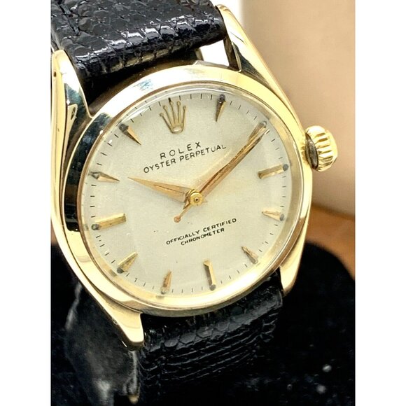 Rolex Oyster Perpetual Women's Watch Vintage Swiss Automatic 14k Gold Case - Picture 1 of 14